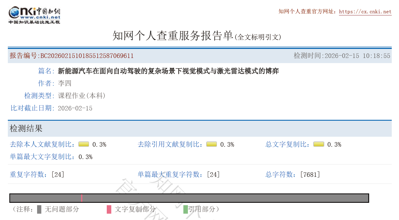 深度降重 - 知网查重报告 0.3%